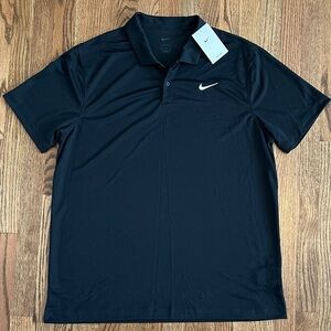 New Nike Men's Black Polo golf Shirt with White Logo size XL
